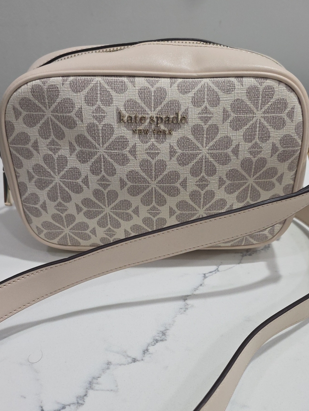 kate spade Floral Logo Crossbody in Blush and Taupe